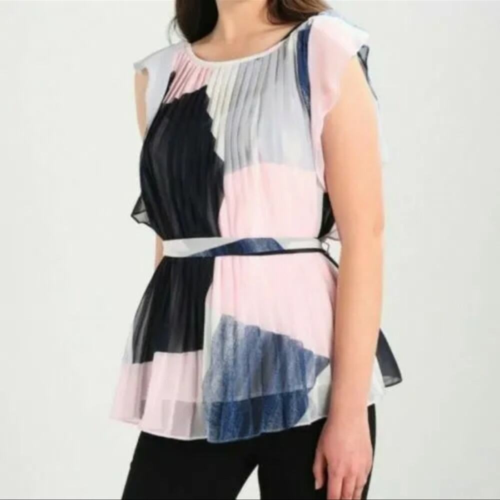 Banana Republic | Watercolor patterned blouse with tie Size S